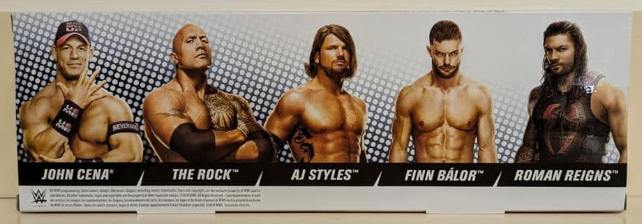 2018 WWE Mattel Micro Collection Series 1 5-Pack: John Cena, The Rock, AJ Styles, Finn Balor & Roman Reigns