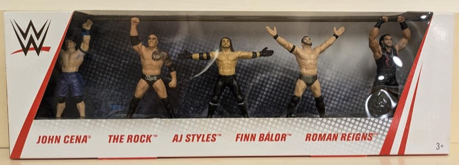 2018 WWE Mattel Micro Collection Series 1 5-Pack: John Cena, The Rock, AJ Styles, Finn Balor & Roman Reigns