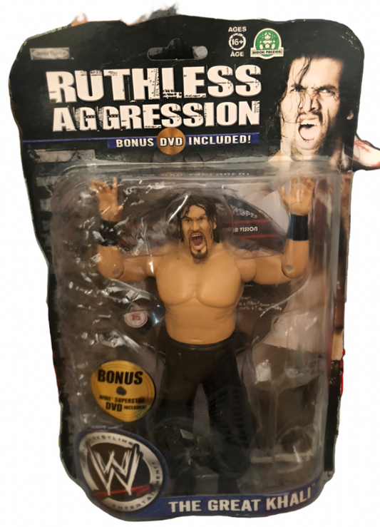 2008 WWE Jakks Pacific Ruthless Aggression The Great Khali with Bonus DVD Included