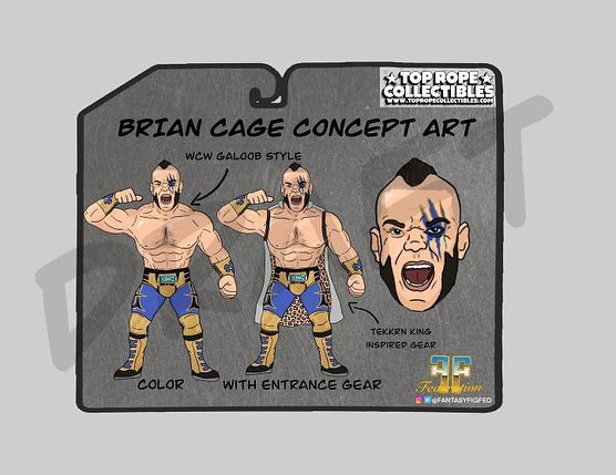 Unreleased Top Rope Collectibles Brian Cage [With Blue & Gold Tights]
