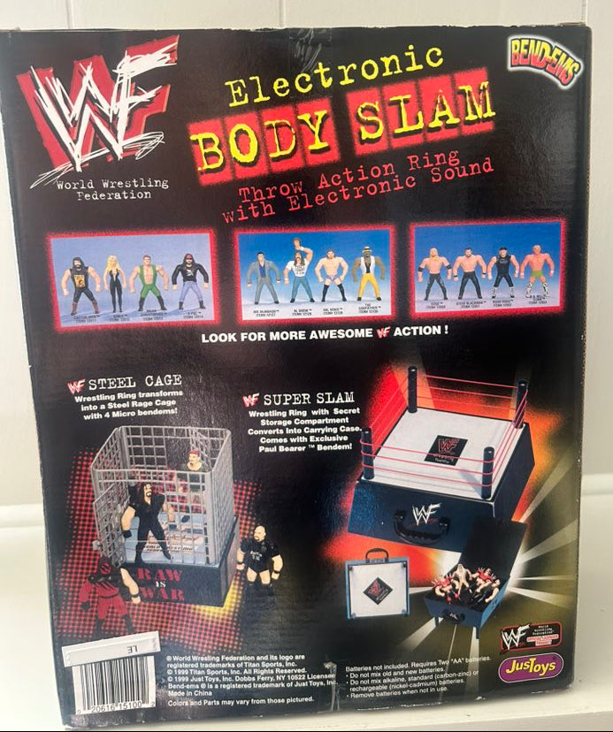 1999 WWF Just Toys Bend-Ems Electronic Body Slam [With The Rock, Stone Cold Steve Austin, Hunter Hearst-Helmsley & X-Pac]