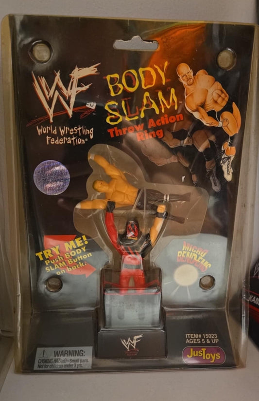 1998 WWF Just Toys Micro Bend-Ems Body Slam Throw Action Ring Kane & Triple H