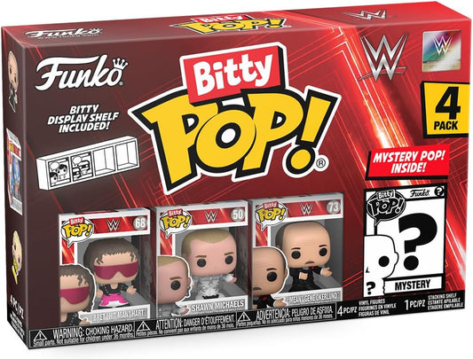 2024 WWE Funko Bitty POP! 4-Pack: Bret" Hitman" Hart, Shawn Michaels, Gene Okerlund & Mystery