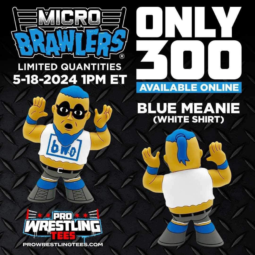 2024 Pro Wrestling Tees Limited Edition Micro Brawler Blue Meanie [White Shirt]
