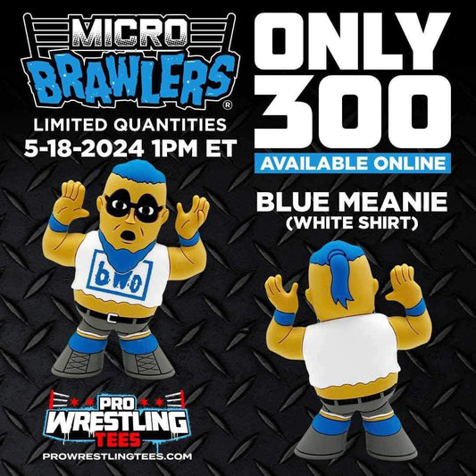 2024 Pro Wrestling Tees Limited Edition Micro Brawler Blue Meanie [White Shirt]