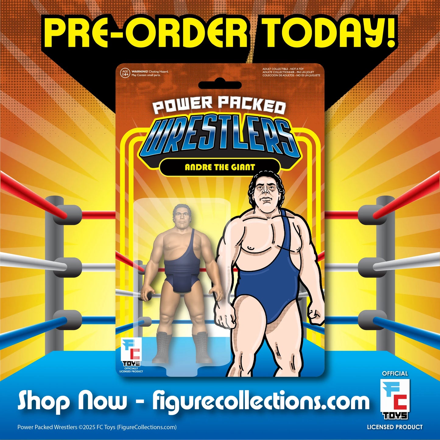 2026 FC Toys Power Packed Wrestlers Series 1 Andre the Giant [With Blue Singlet]