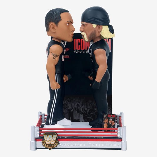 2025 WWE FOCO Magazine Collection Bobblehead "Icon vs. Icon" The Rock vs. Hollywood Hulk Hogan