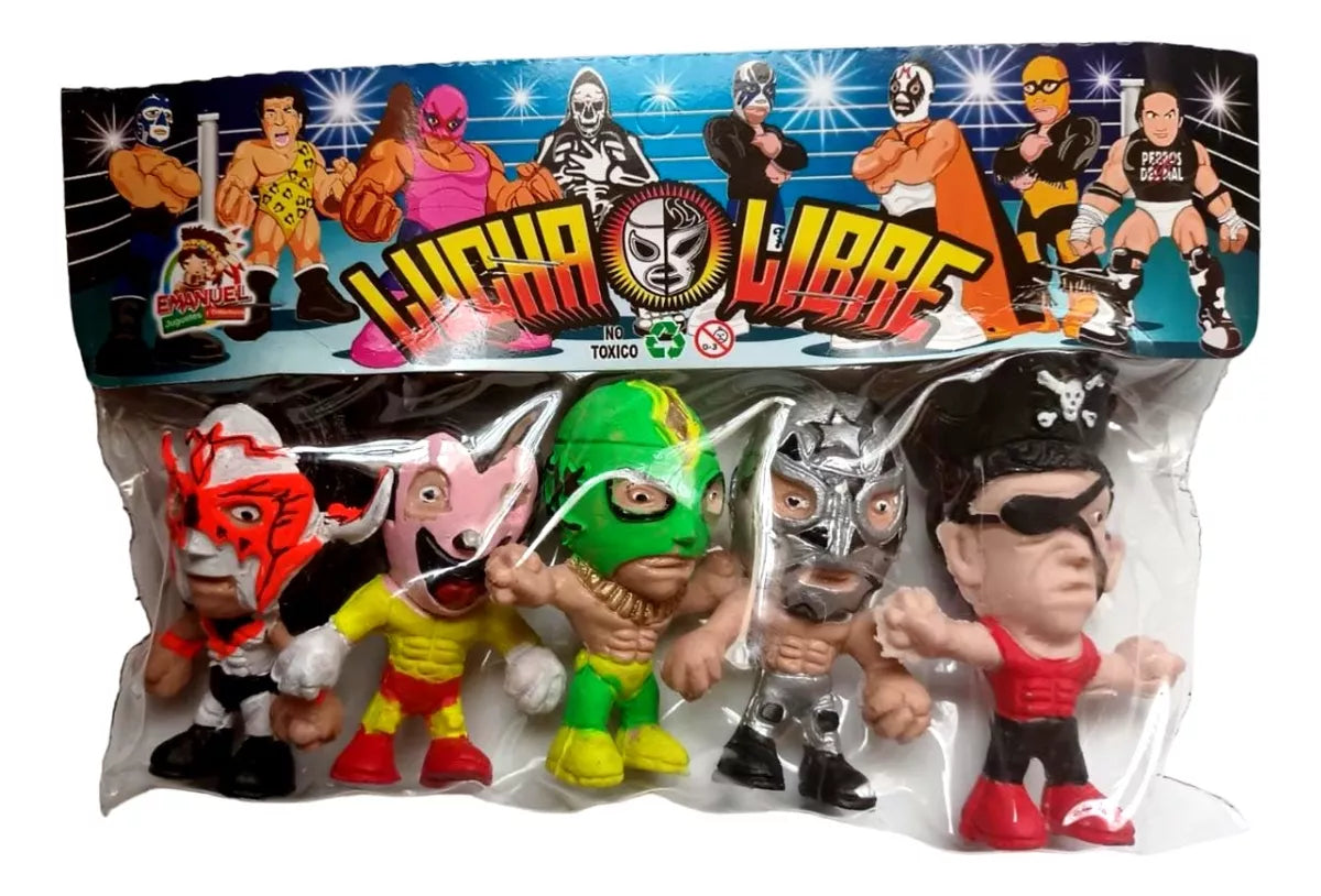 Emanuel Juguetes 2.5" Lucha Libre Cabezones: Psicosis, Super Raton, Konnan, Super Astro & Pirata Morgan