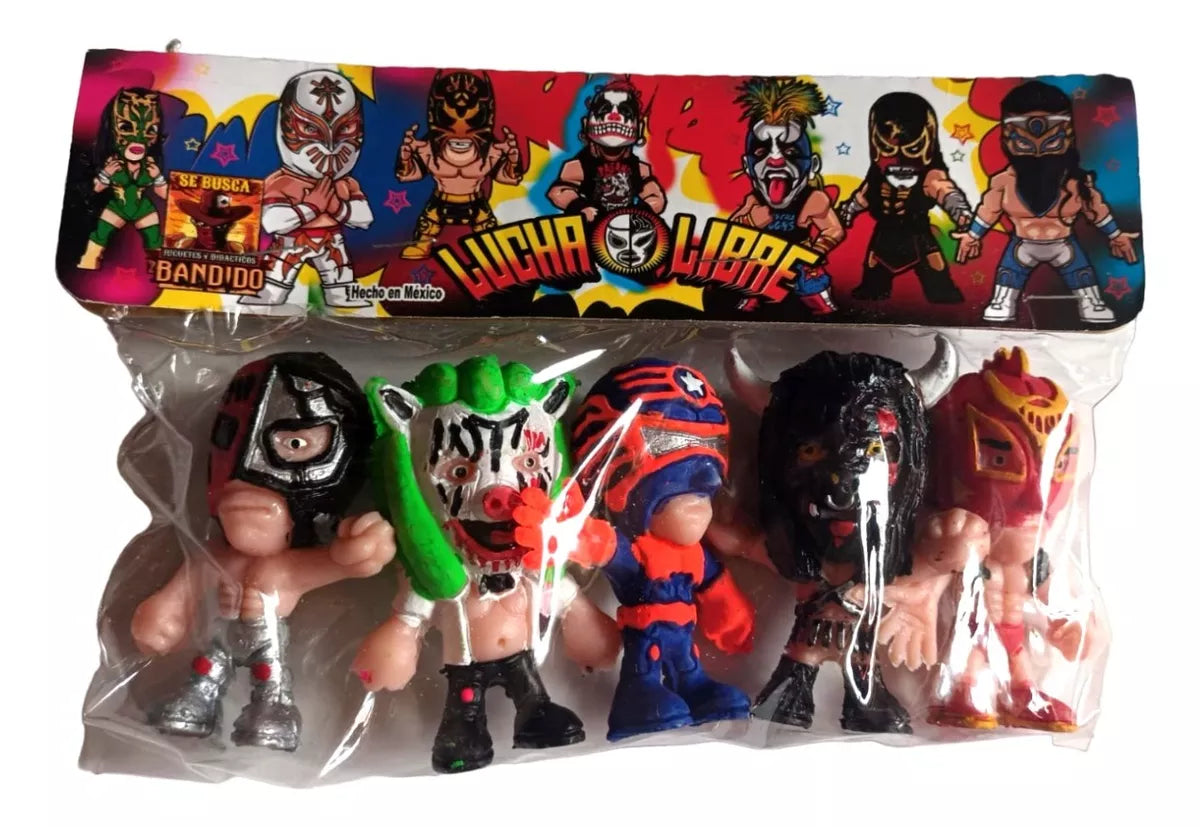 Bandido Juguetes y Didácticos Lucha Libre Bootleg/Knockoff Cabezones: Cibernetico, Pig Destroyer, Aerostar, Black Taurus & Dragon Rojo Jr.