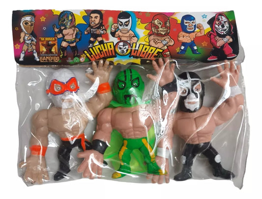 Bandido Juguetes y Didácticos Lucha Libre 4" Fortachones 3-Pack: Kato Kung Lee, Mr. Iguana & Black Shadow