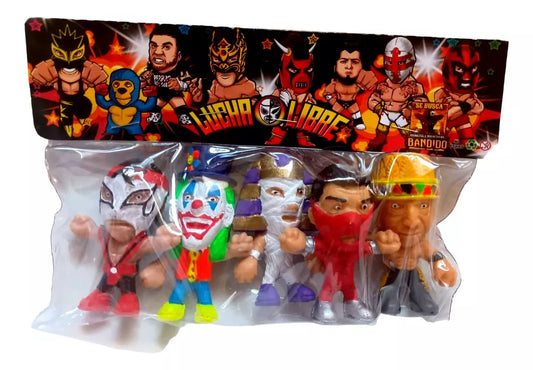 Bandido Juguetes y Didácticos Lucha Libre Bootleg/Knockoff Cabezones: Octagon Jr., Panic Clown, Karis La Momia Jr., Electroshock & El Apache