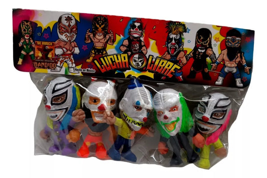 Bandido Juguetes y Didácticos Lucha Libre Bootleg/Knockoff Cabezones: Coco Azul, Dave the Clown, Monster Clown, Murder Clown & Coco Rojo