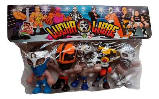 Emanuel Juguetes 2.5" Lucha Libre Cabezones: Bandido, Kung-Fu, Tiger Mask, Super Muneco & Caristico