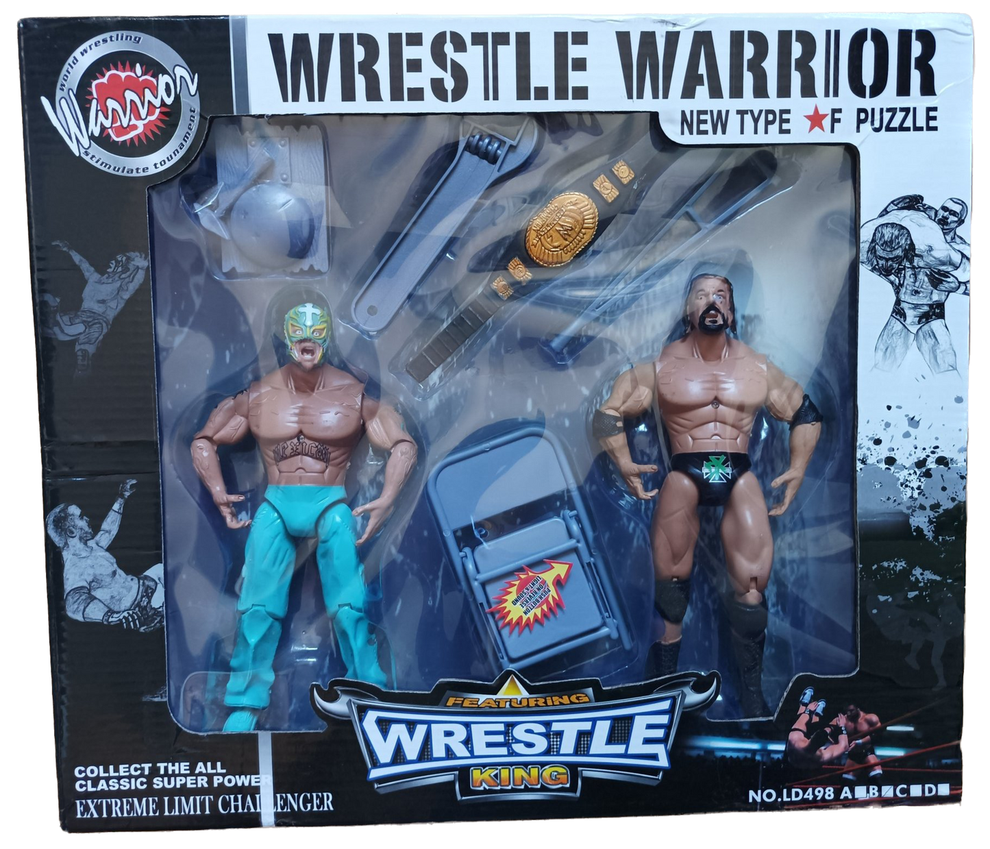 Wrestle Warrior New Type F Puzzle Featuring Wrestle King Bootleg/Knockoff Wrestler 2-Pack [Rey Mysterio & Triple H]