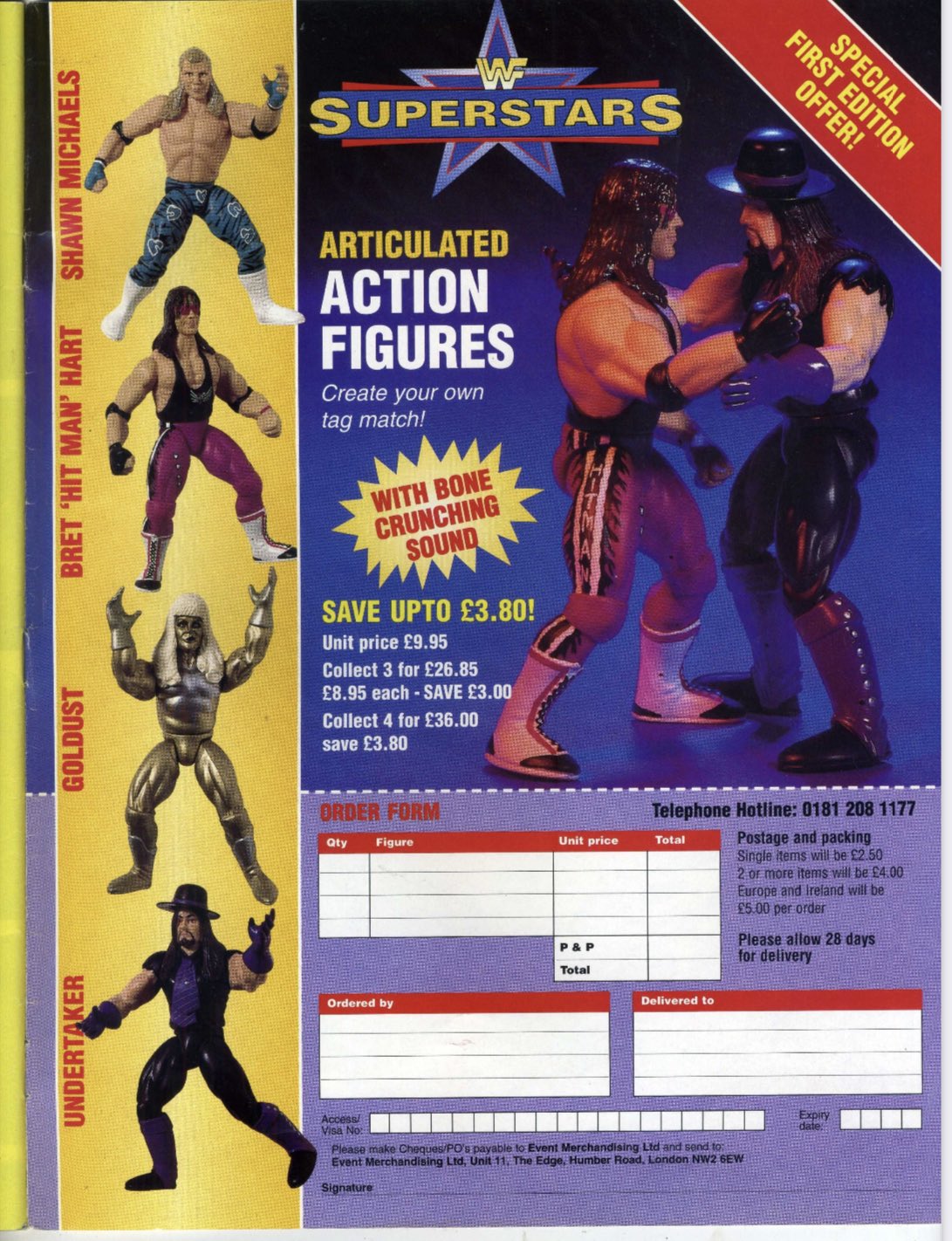 1996 WWF Jakks Pacific Superstars Series 1 Bret "Hitman" Hart [Butterfly Hook]