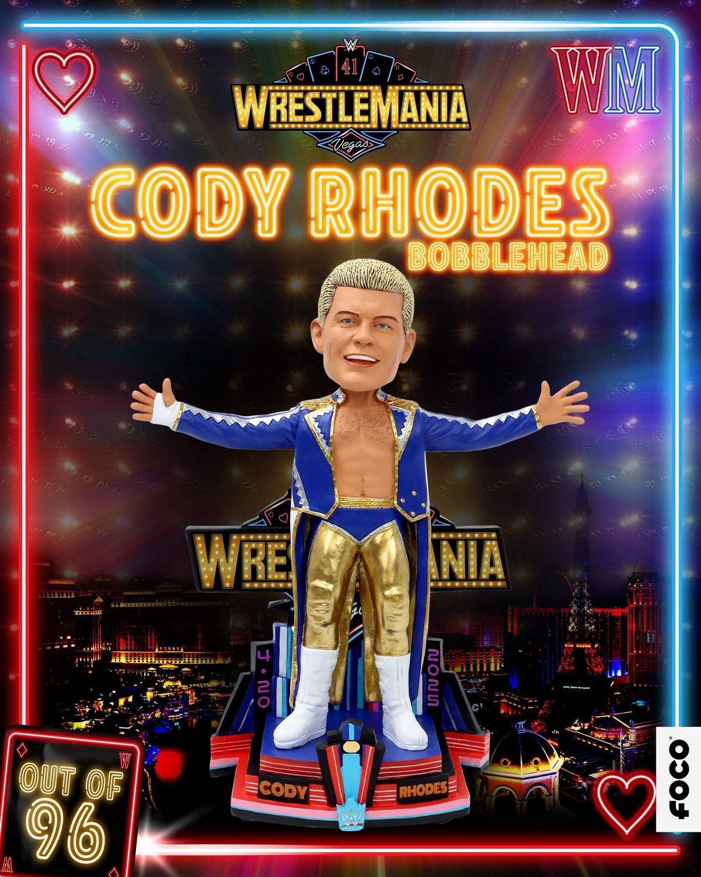 2025 WWE FOCO Bobbleheads Limited Edition WrestleMania 41 Cody Rhodes