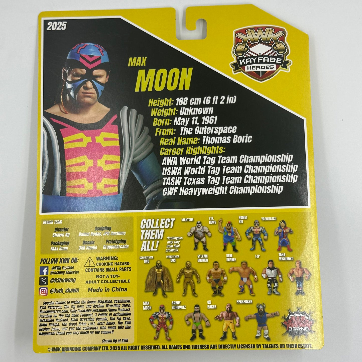 2025 KWK Kayfabe Heroes Max Moon [Yellow Variant]