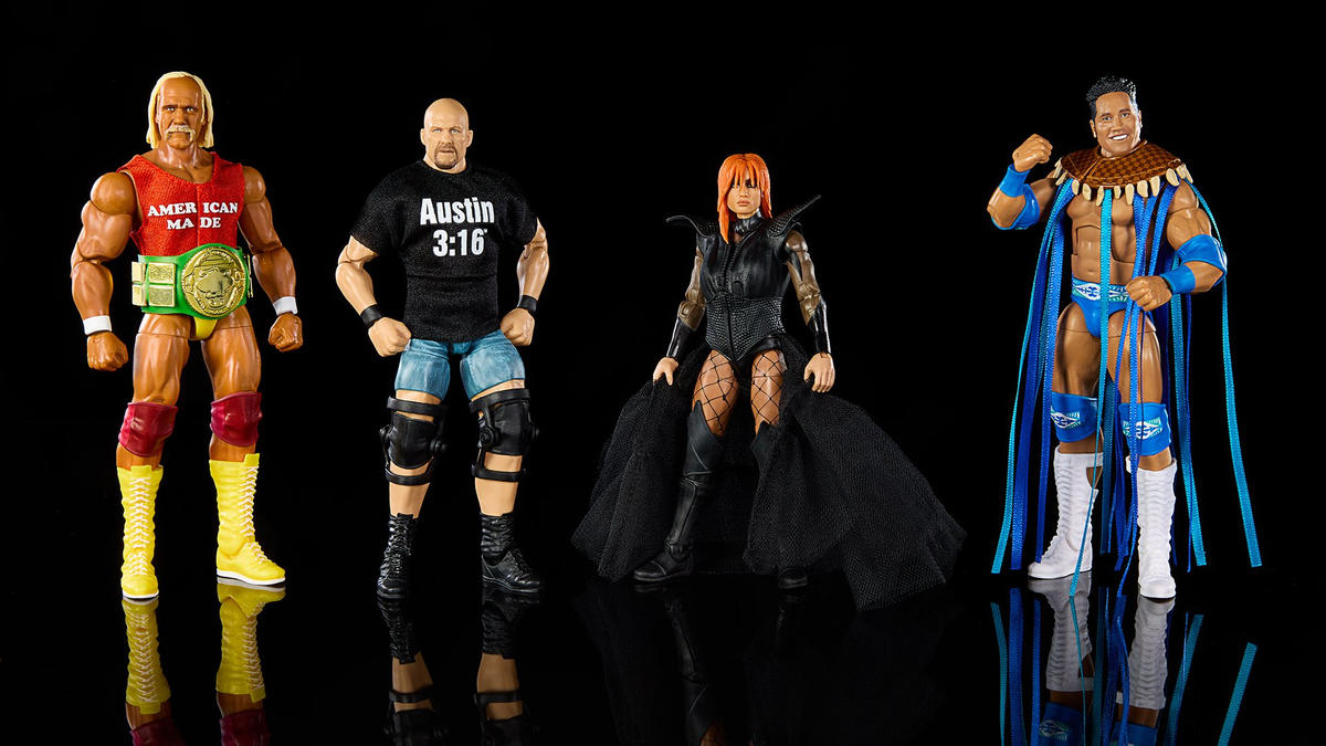 2023 WWE Mattel Elite Collection Target Exclusive 60th Anniversary 4-Pack: Hulk Hogan, Rocky Maivia, "Stone Cold" Steve Austin & Becky Lynch