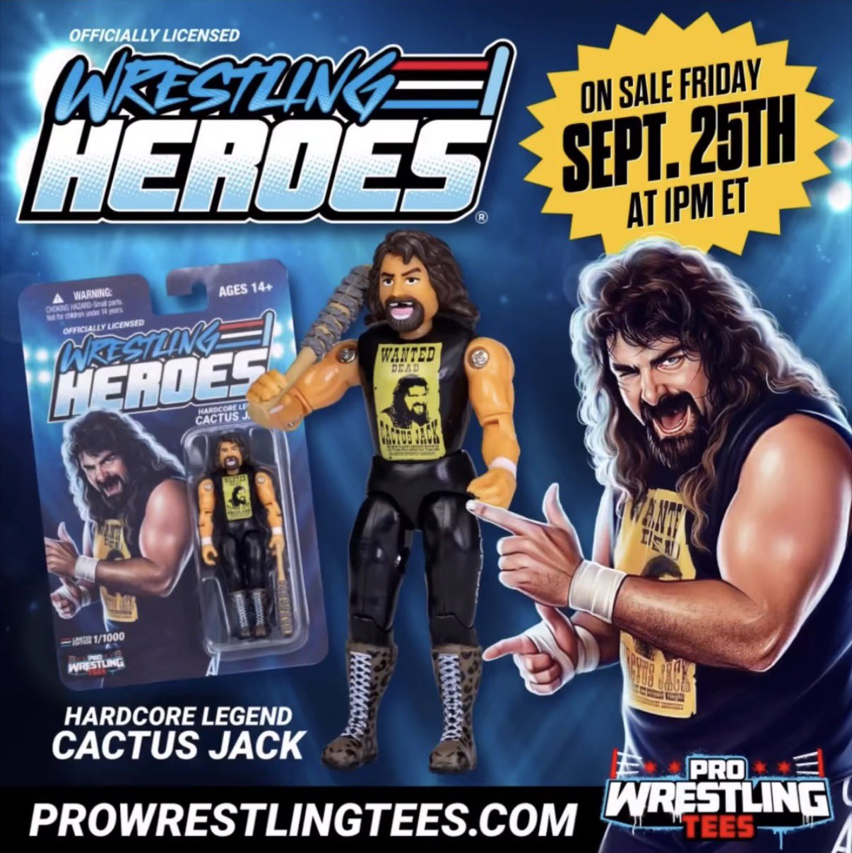 2026 Pro Wrestling Tees Wrestling Heroes Limited Edition "Hardcore Legend" Cactus Jack