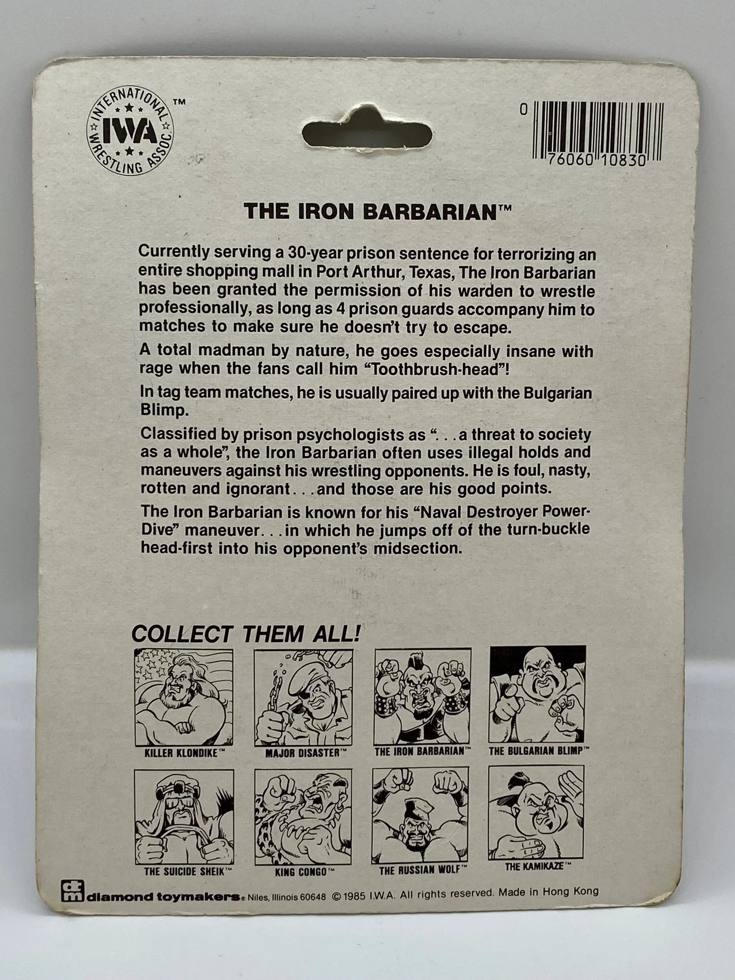 1985 IWA Star-Studded Wrestling Bendable Action Figures The Iron Barbarian