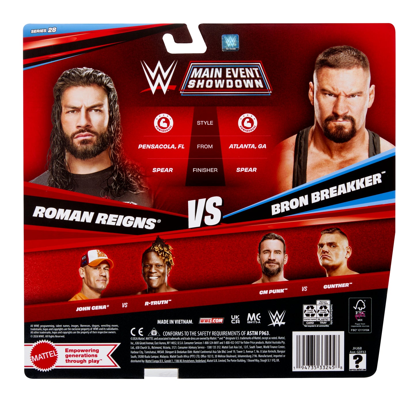 2026 WWE Mattel Main Event Showdown Series 28 Roman Reigns vs. Bron Breakker