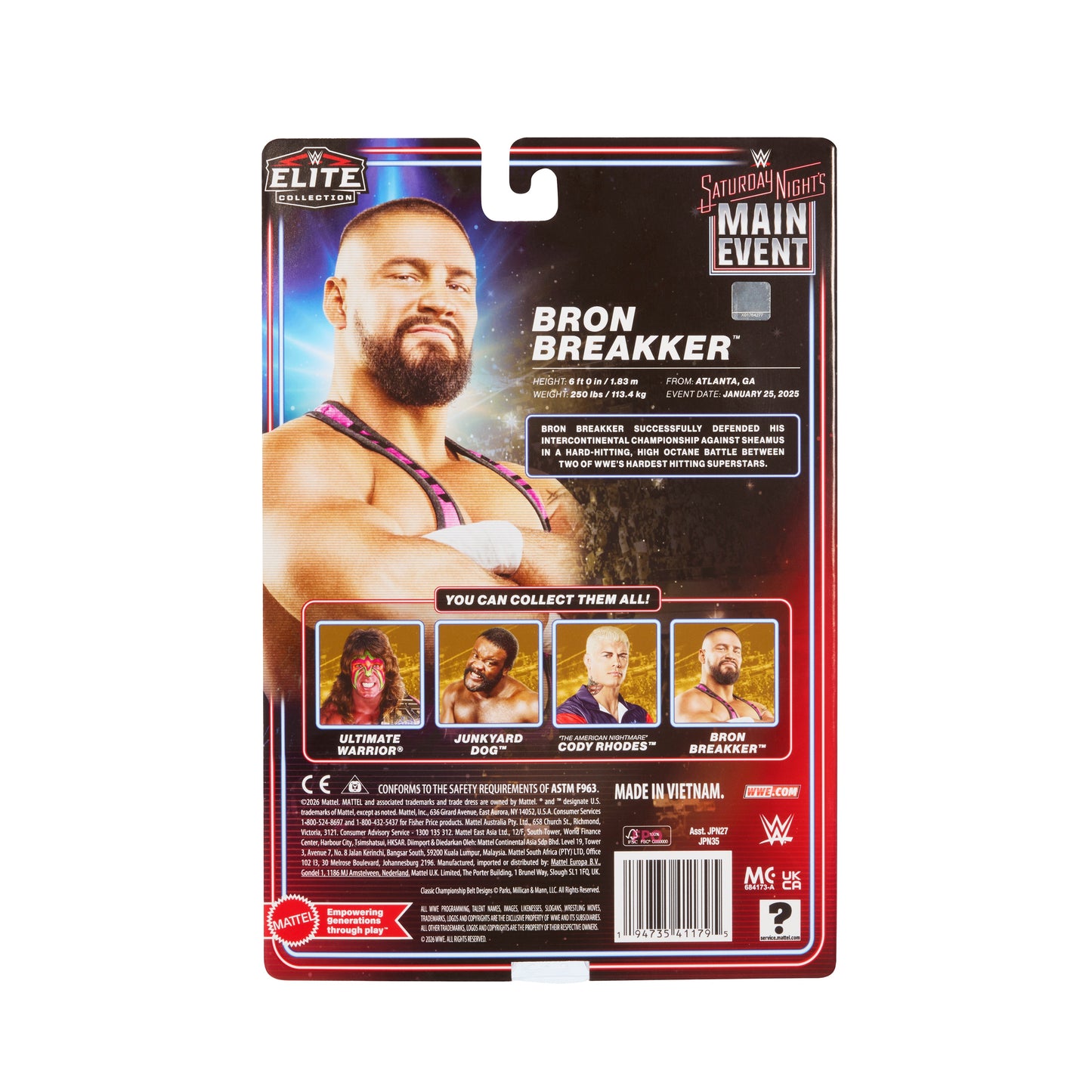 2026 WWE Mattel Elite Collection Saturday Night's Main Event Series 2 Bron Breakker [Exclusive]