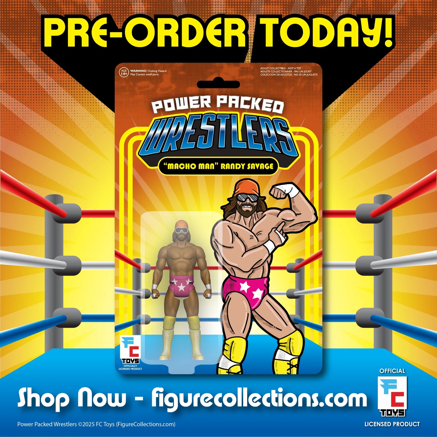 2026 FC Toys Power Packed Wrestlers Series 1 "Macho Man" Randy Savage [With Pink Trunks]