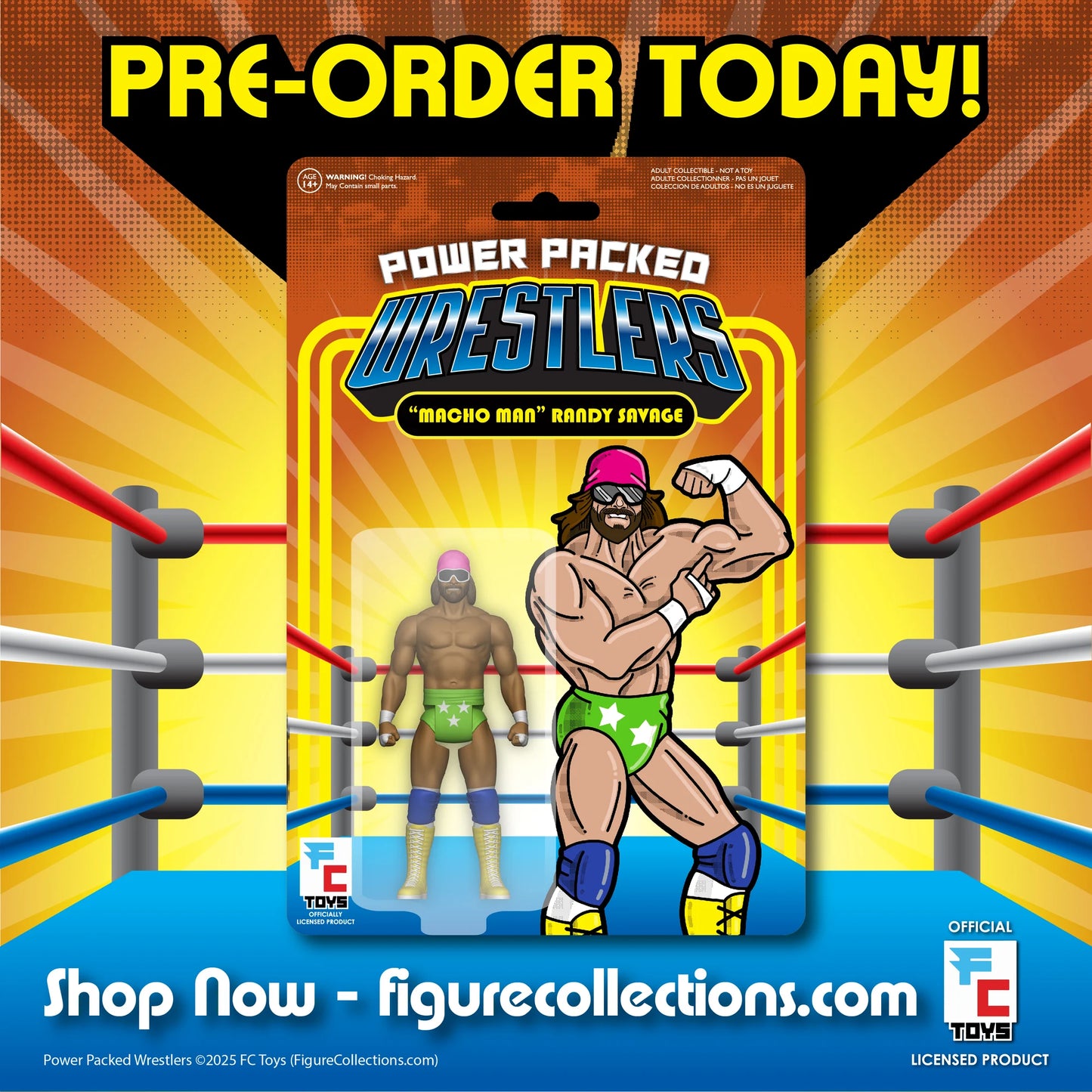2026 FC Toys Power Packed Wrestlers Series 1 "Macho Man" Randy Savage [With Green Trunks]
