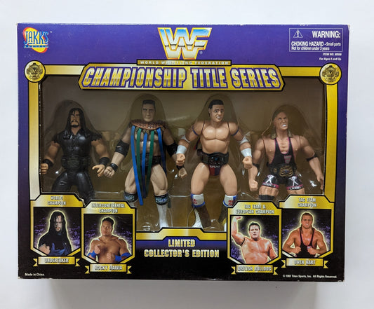 1997 WWF Jakks Pacific Championship Title Series Box Set: Undertaker, Rocky Maivia, British Bulldog & Owen Hart [Exclusive]