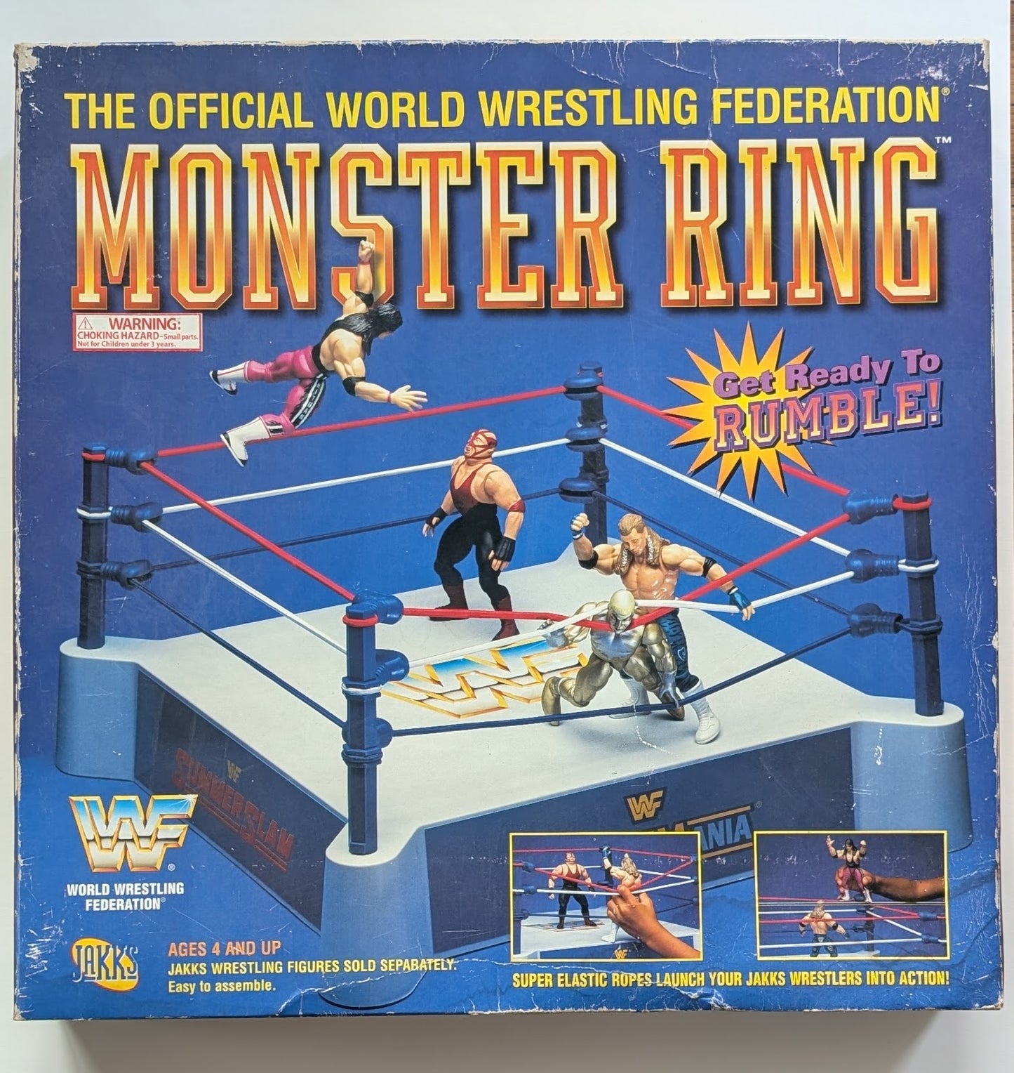 1996 WWF Jakks Pacific Monster Ring [With Royal Rumble, WrestleMania, SummerSlam & Survivor Series Stickers]