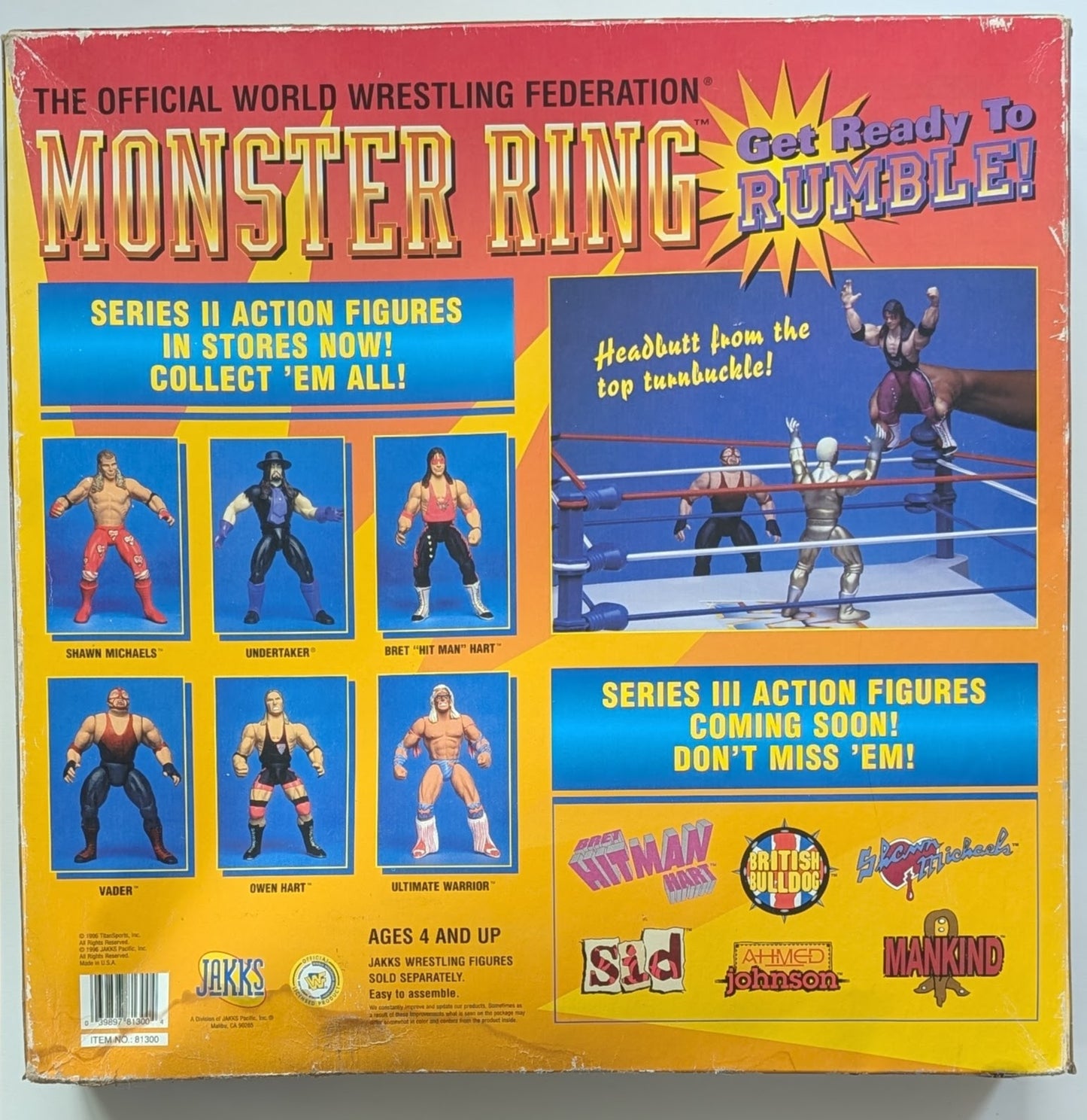 1996 WWF Jakks Pacific Monster Ring [With Royal Rumble, WrestleMania, SummerSlam & Survivor Series Stickers]