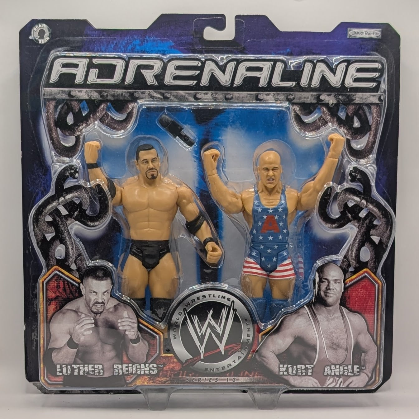 2005 WWE Jakks Pacific Adrenaline Series 13 Luther Reigns & Kurt Angle