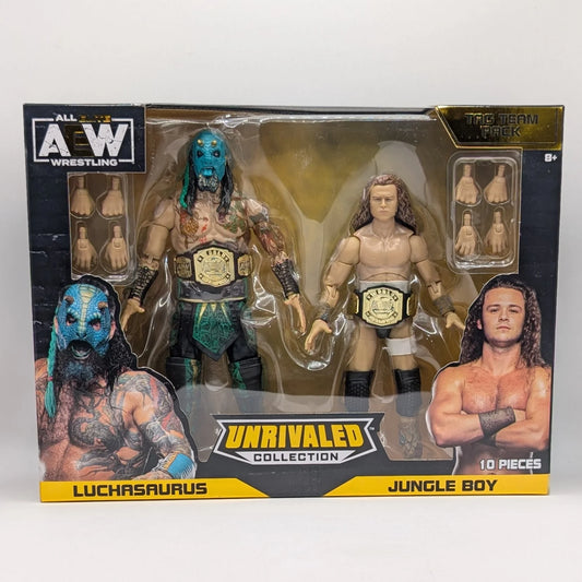 2022 AEW Jazwares Unrivaled Collection Amazon Exclusive Luchasaurus & Jungle Boy Tag Team Pack