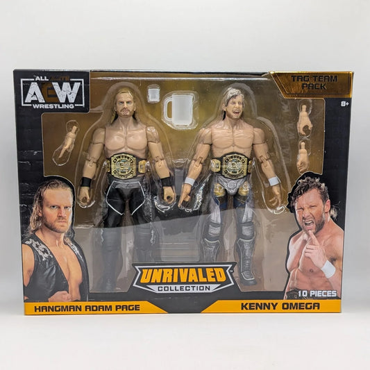 2021 AEW Jazwares Unrivaled Collection Amazon Exclusive "Hangman" Adam Page & Kenny Omega Tag Team Pack