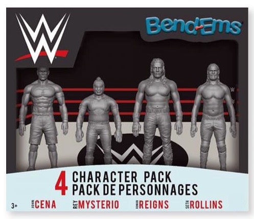 WWE TCG Toys Bend-Ems Character Pack: John Cena, Rey Mysterio, Roman Reigns & Seth Rollins
