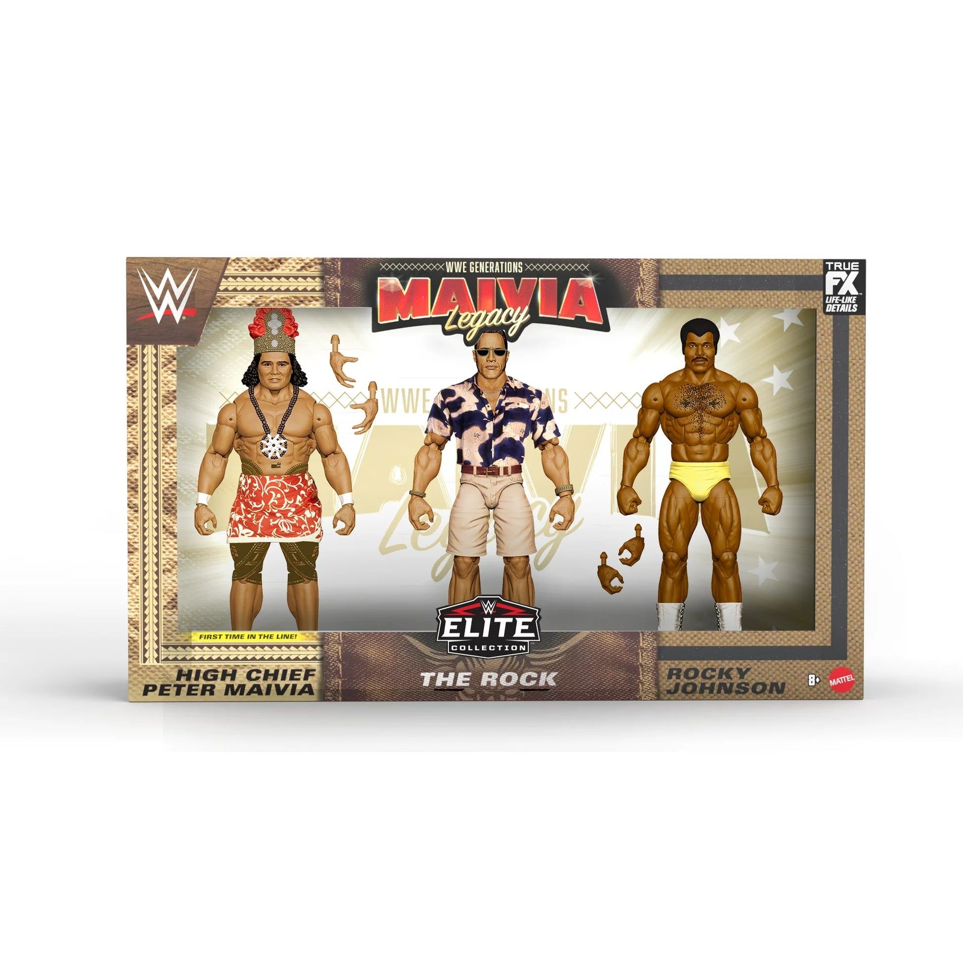 Mattel WWE Elite Action Figure The Rock WWE Generations: Maivia Legacy  3-Pack