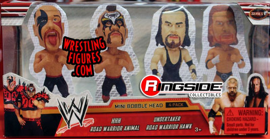 Unreleased WWE Wicked Cool Toys Mini Bobblehead 4-Pack: Road Warrior Hawk, Road Warrior Animal, Undertaker & Triple H