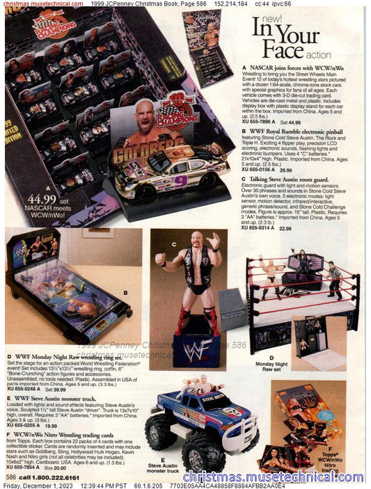 1999 WWF Jakks Pacific JC Penney Mailaway Monday Night Raw Wrestling Ring [With Stone Cold Steve Austin, Undertaker & WWF Referee]