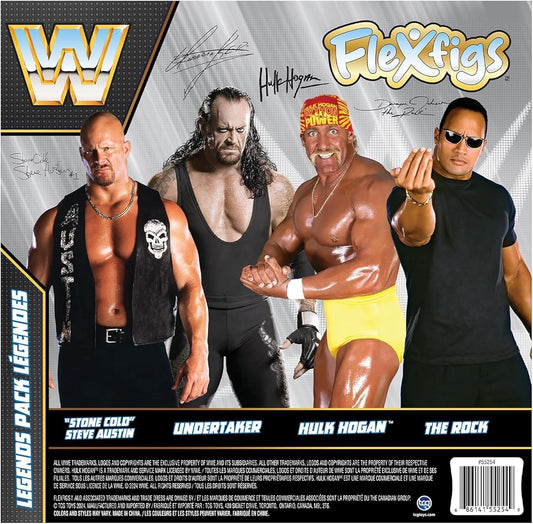 2024 WWE TCG Toys FleXfigs Legends Pack: Steve Austin, Hulk Hogan, Undertaker & The Rock