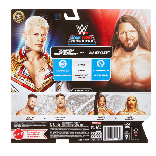 2025 WWE Mattel Main Event Showdown Series 22 "The American Nightmare" Cody Rhodes vs. AJ Styles