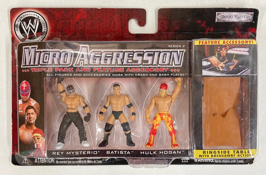 2007 WWE Jakks Pacific Micro Aggression Series 2 Rey Mysterio, Batista & Hulk Hogan