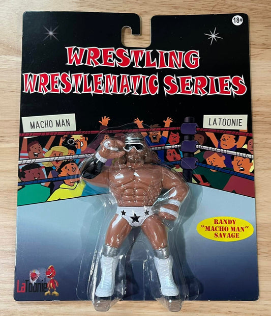 2024 LaToonie Wrestling Wrestlematic Series 1 4.5" Scale Macho Man Randy Savage [With White Trunks]