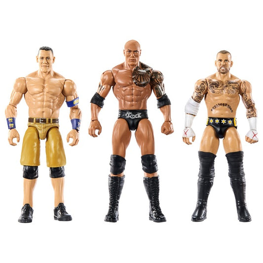 2025 WWE Mattel Main Event Superstars 3-Pack: John Cena, The Rock & CM Punk