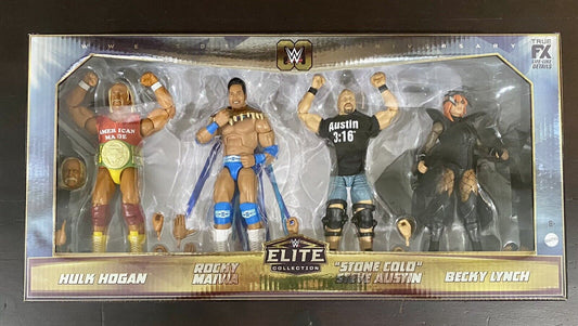 2023 WWE Mattel Elite Collection Target Exclusive 60th Anniversary 4-Pack: Hulk Hogan, Rocky Maivia, "Stone Cold" Steve Austin & Becky Lynch