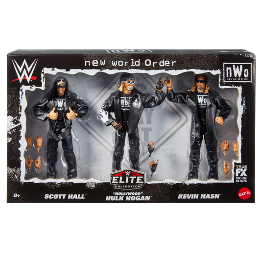 2025 WWE Mattel Elite Collection Walmart/Smyths Exclusive nWo 2002 3-Pack: Scott Hall, "Hollywood" Hulk Hogan & Kevin Nash