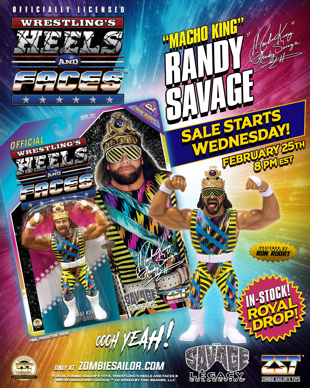 2026 Zombie Sailor's Toys Wrestling's Heels & Faces: The Savage Legacy Collection "Macho King" Randy Savage