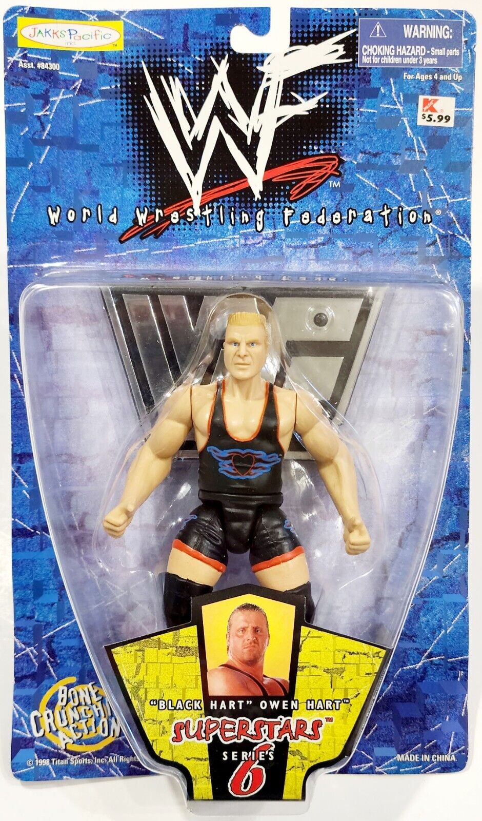 1998 WWF Jakks Pacific Superstars Series 6 "Black Hart" Owen Hart