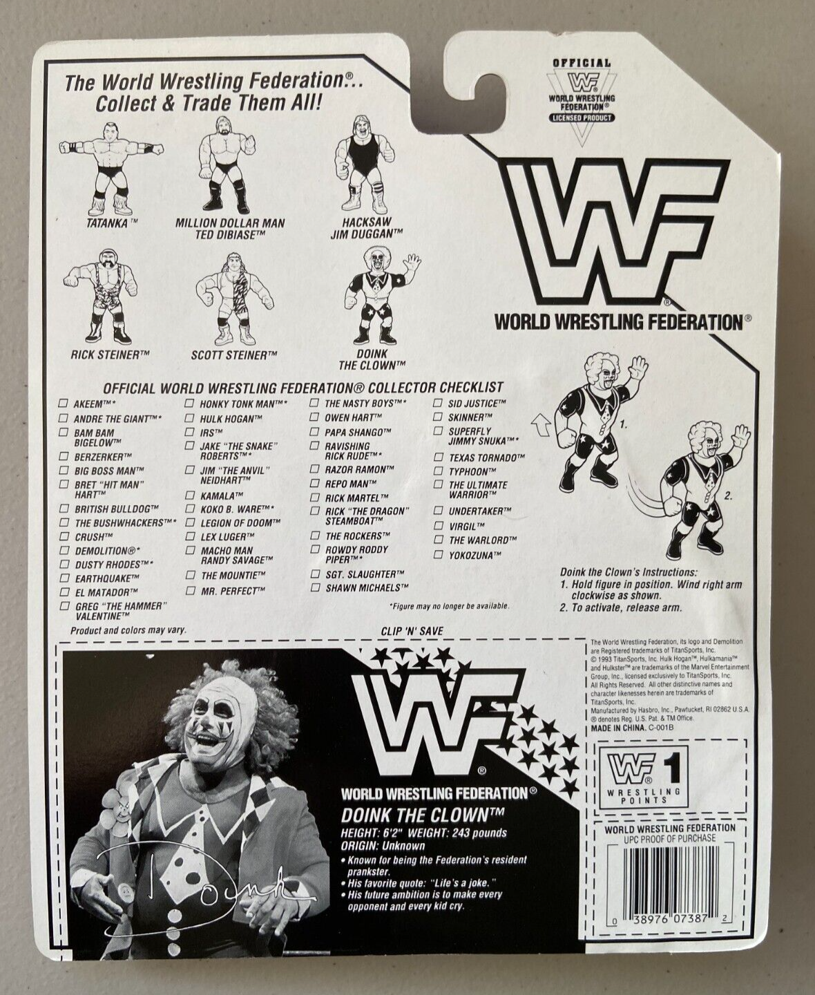 1994 WWF Hasbro Series 9 Doink the Clown with Big Top Clobber