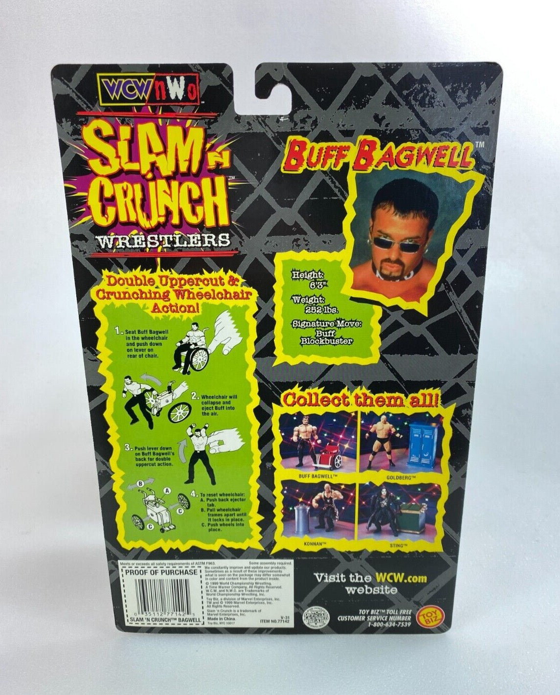 BIG BAND BEAT フィギュアリン 箱無し 1999 WCW Toy Biz Slam 'N' Crunch Buff Bagwell [Without nWo Logos