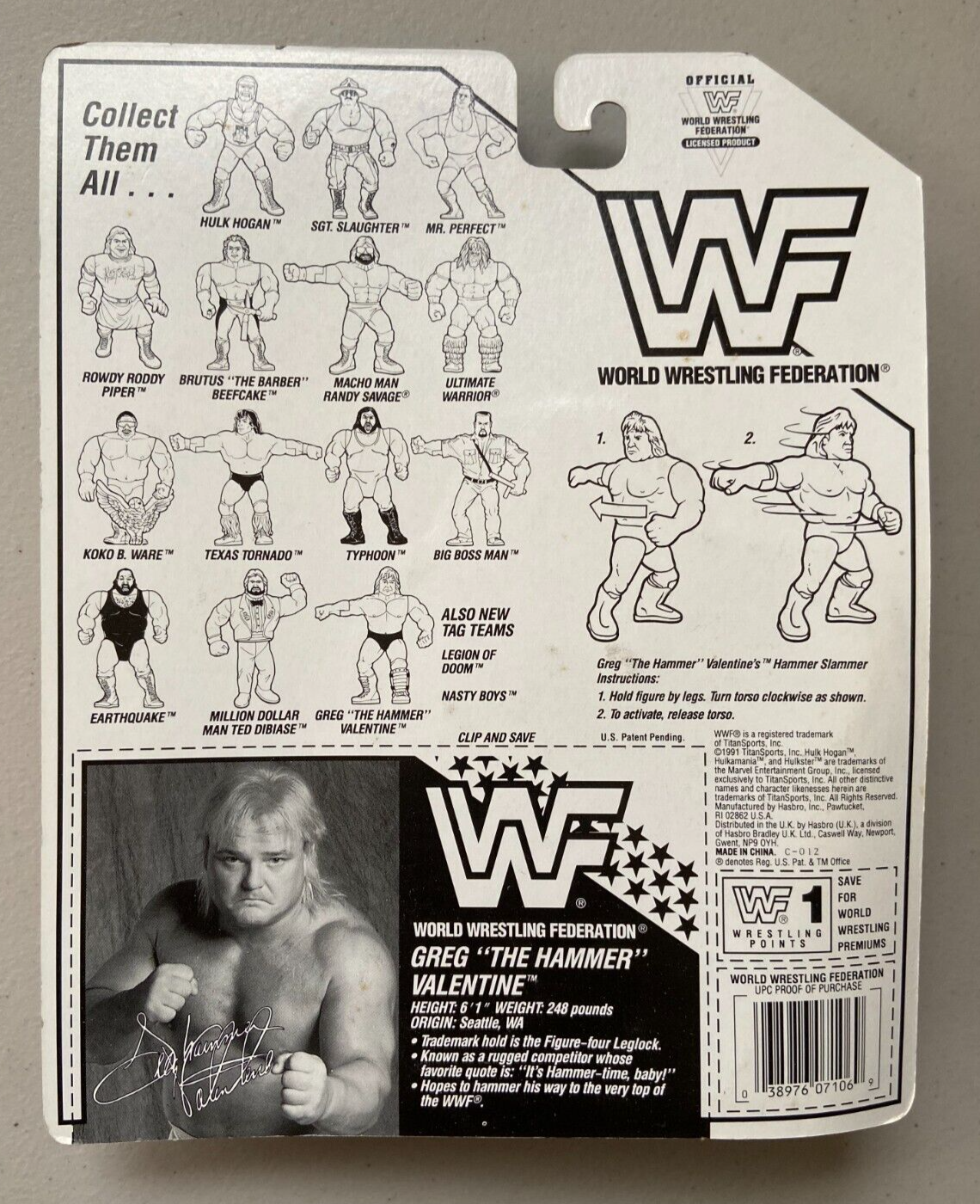 希少 1992年製 米国　レッドミル社 ポリスマン像 WETHERBEE 1992 WWF Hasbro Series 3 Greg 